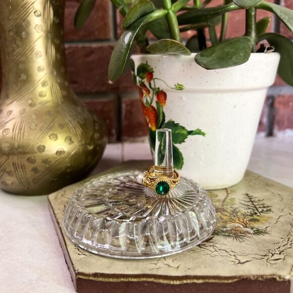 Vintage 1980 Avon Fostoria Clear Glass Ring Holder - Picture 1 of 8